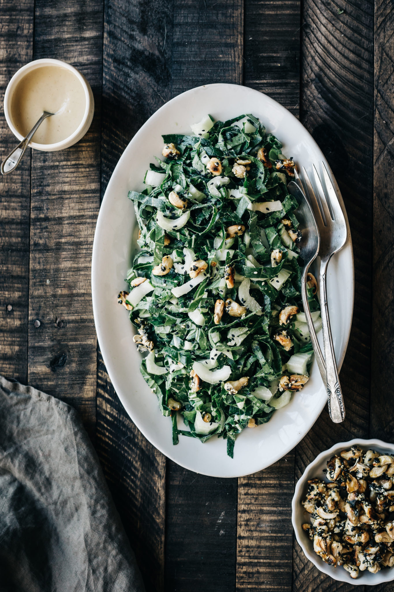 Bok Choy Salad With Miso Tahini Dressing &amp; Sesame Cashew Clusters ...