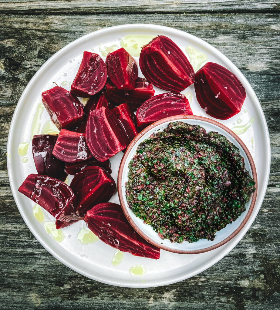 Simple Beets with Braised Beet Greens Puree Dishing Up the Dirt
