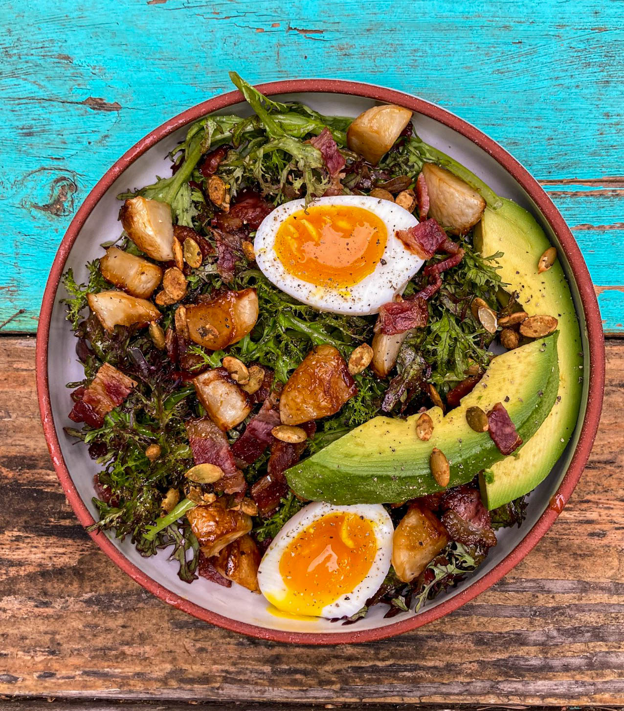 Mustard greens breakfast salad